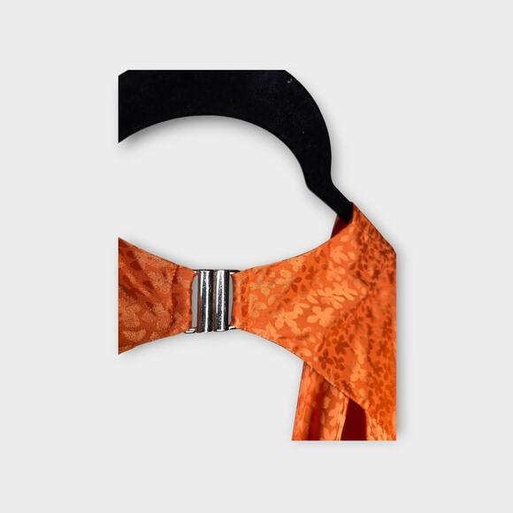 Significant Other Women's Isabel Romper Orange XS Flare Sleeve Ring Cutout Satin - Picture 9 of 11